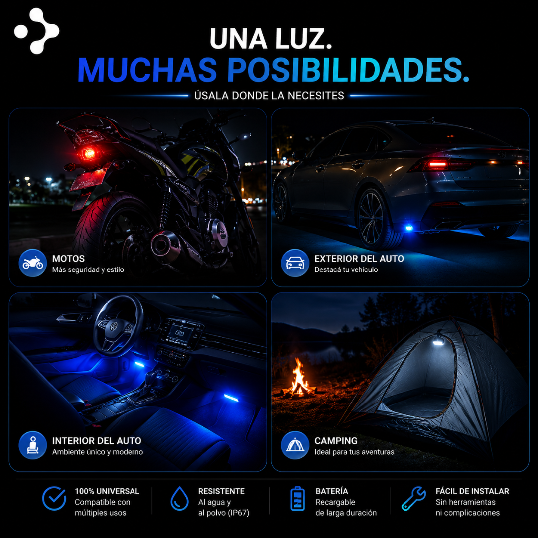 Luces LED Ambientales para Auto con Control Remoto