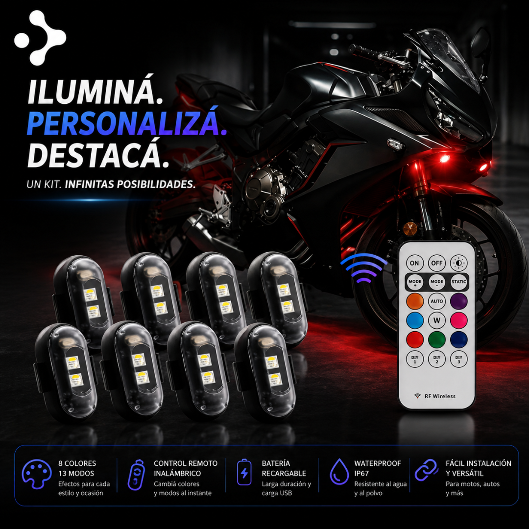 Luces LED Ambientales para Auto con Control Remoto