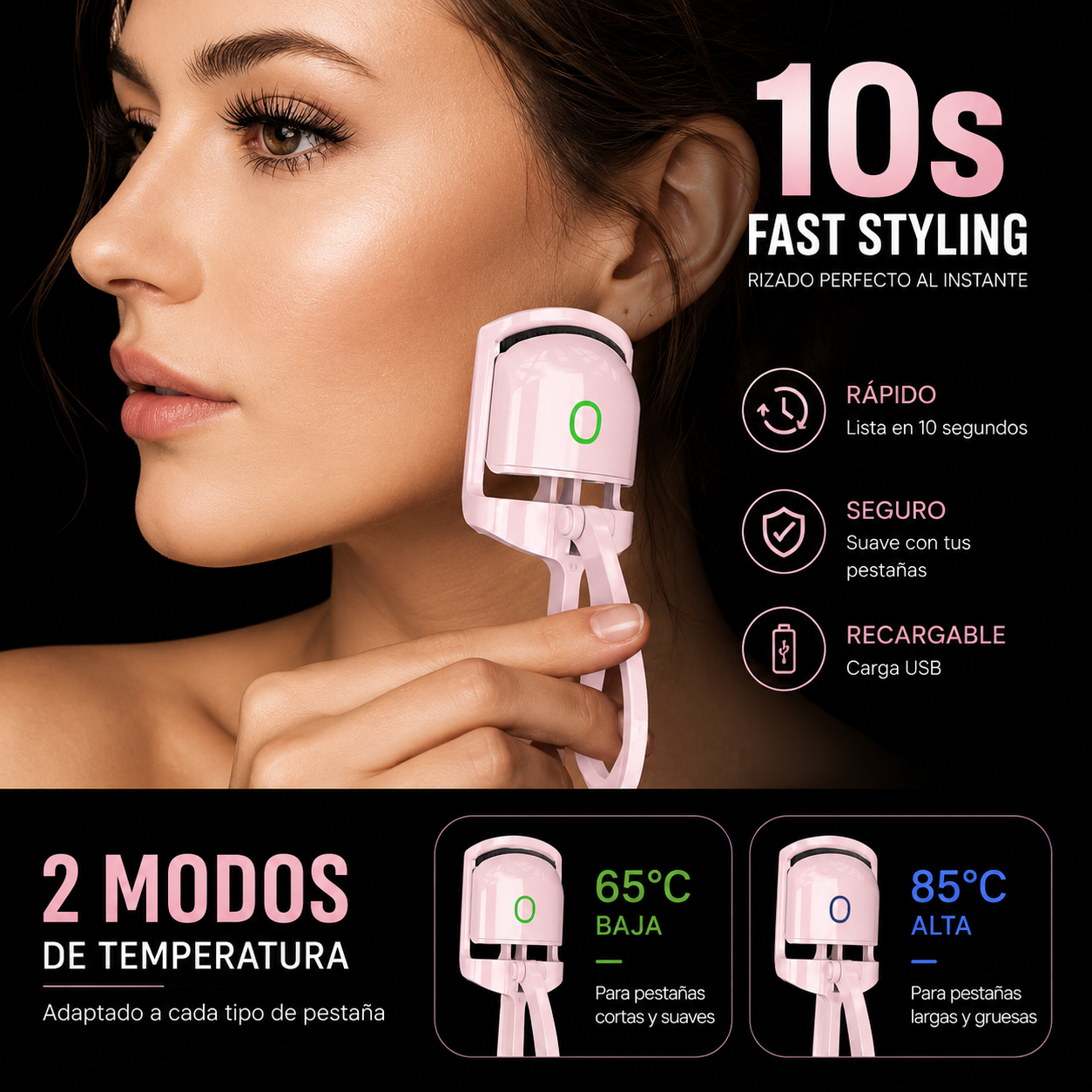 Rizador Eléctrico de Pestañas USB | Efecto Curva Profesional
