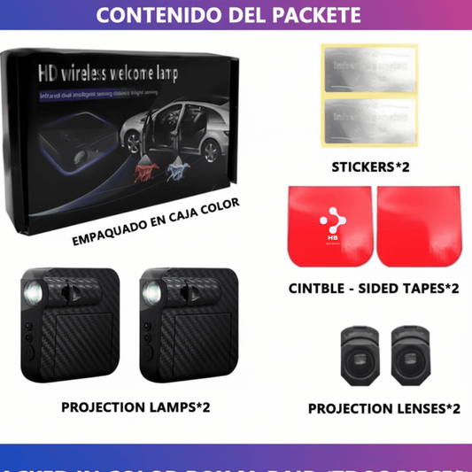 Luces Proyectoras LED para Puerta de Auto – Logo de Bienvenida Inalámbrico (Pack x2) - HB electrónica