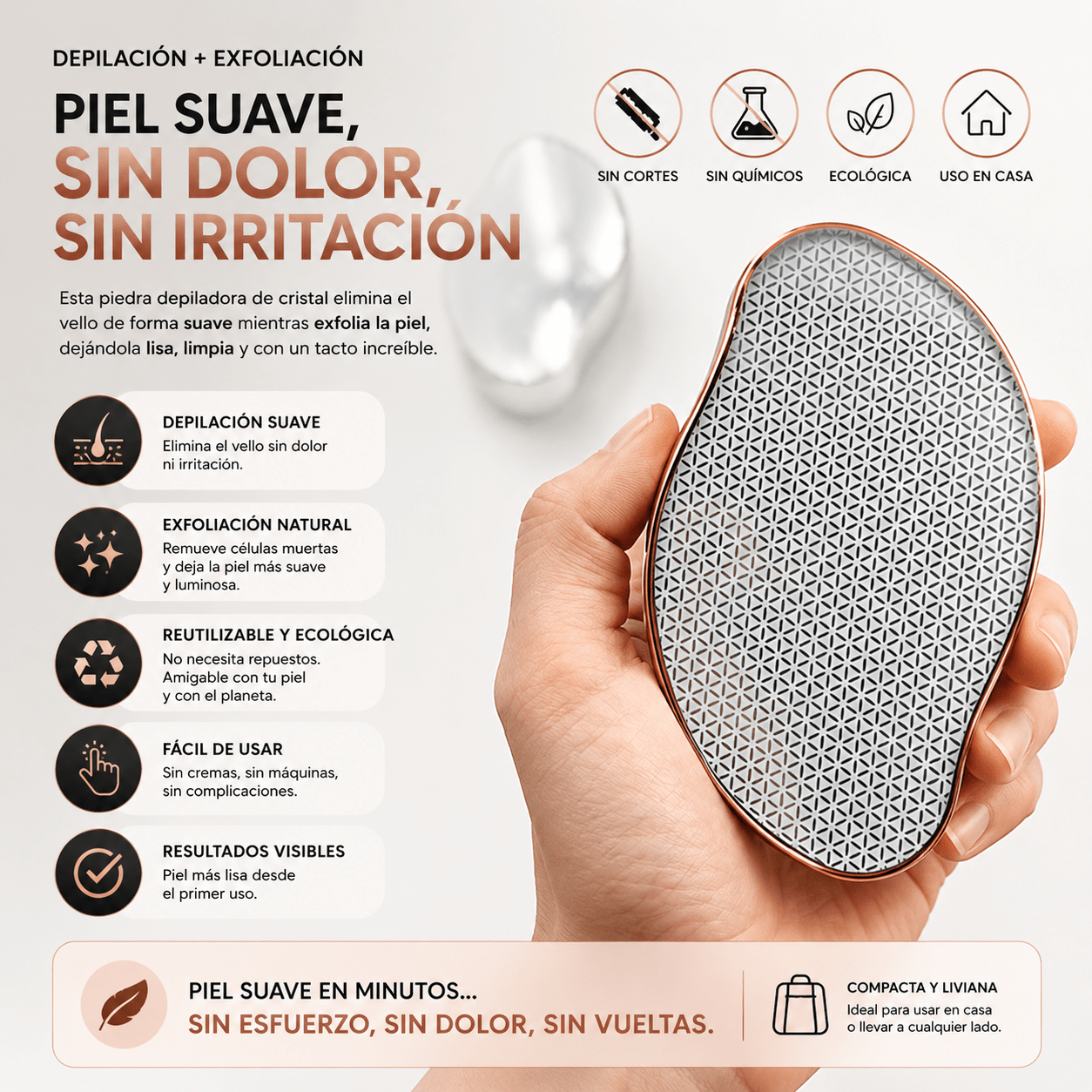 Piedra Depiladora de Cristal | Depilación Suave y Sin Dolor - HB electrónica