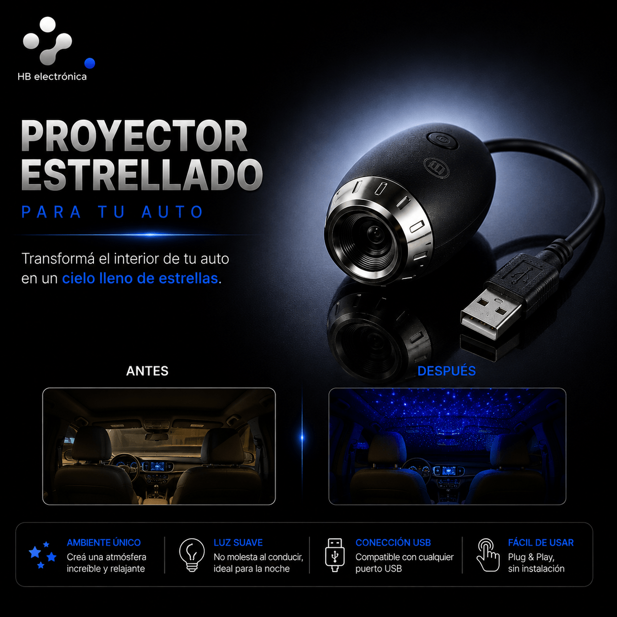 ⭐ Proyector de Estrellas y Galaxia LED - HB electrónica