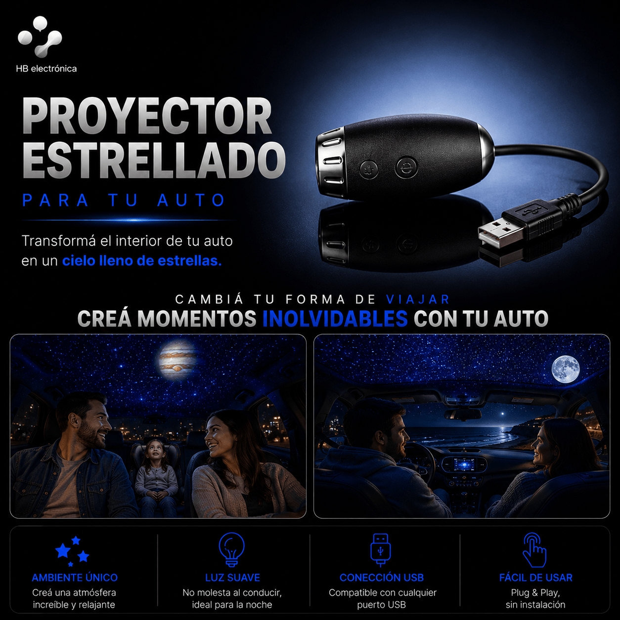 ⭐ Proyector de Estrellas y Galaxia LED - HB electrónica