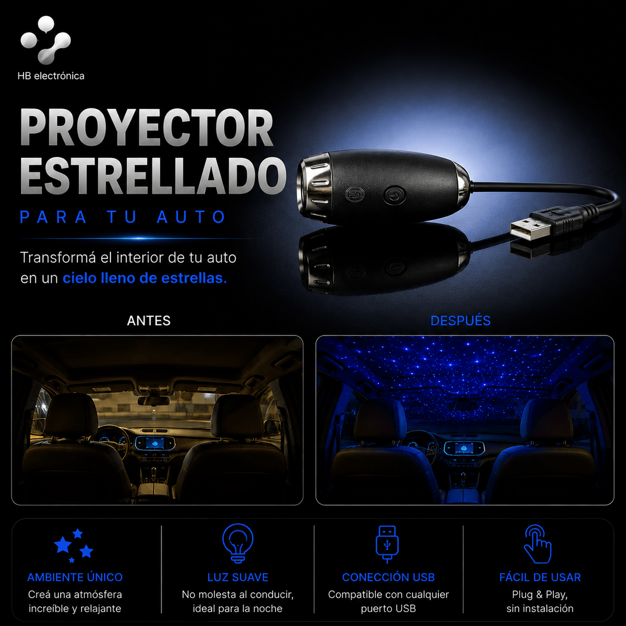 ⭐ Proyector de Estrellas y Galaxia LED - HB electrónica