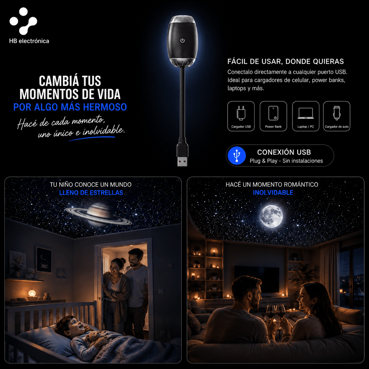 ⭐ Proyector de Estrellas y Galaxia LED - HB electrónica