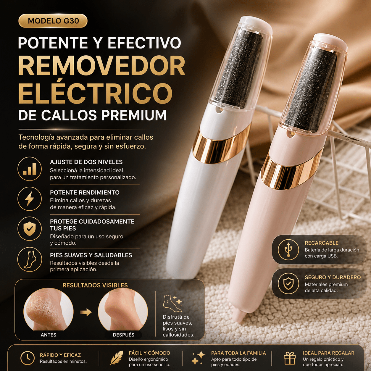 Removedor Eléctrico de Callos para Pies – Lima Exfoliante de Piel Muerta - HB electrónica